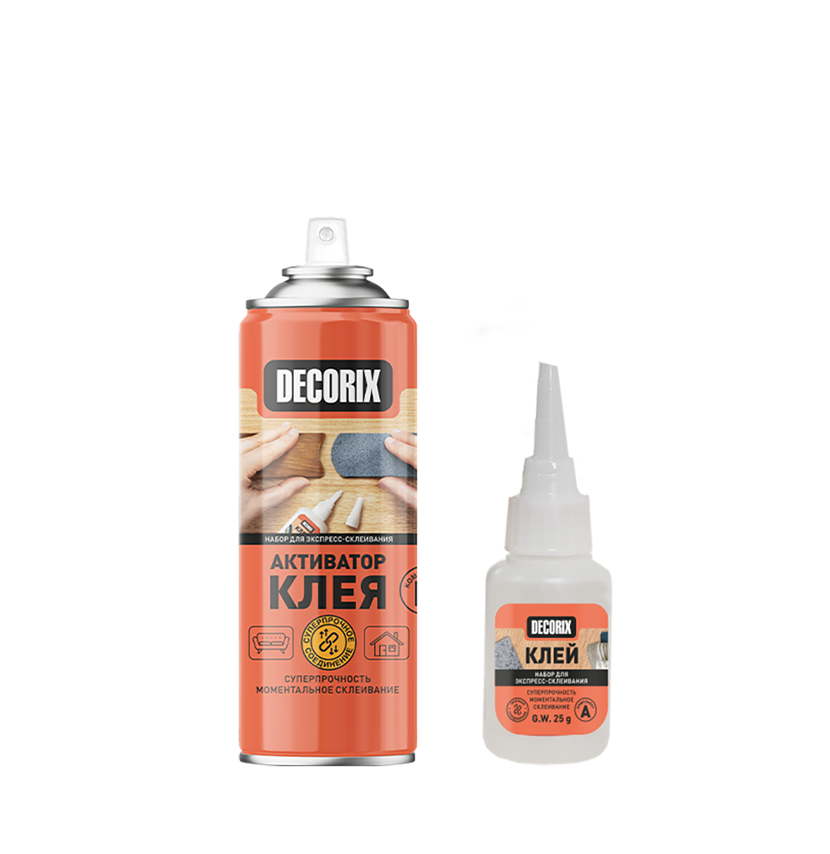 Клей двухкомпонентный для экспресс-склеивания DECORIX (активатор 140 мл+клей 25 г) *1/72
