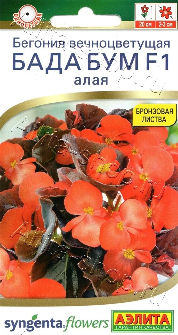 Семена Бегония Бада бум F1 алая 5шт Аэлита *10/200 Семена Бегония Бада бум F1 алая 5шт Аэлита *10/200