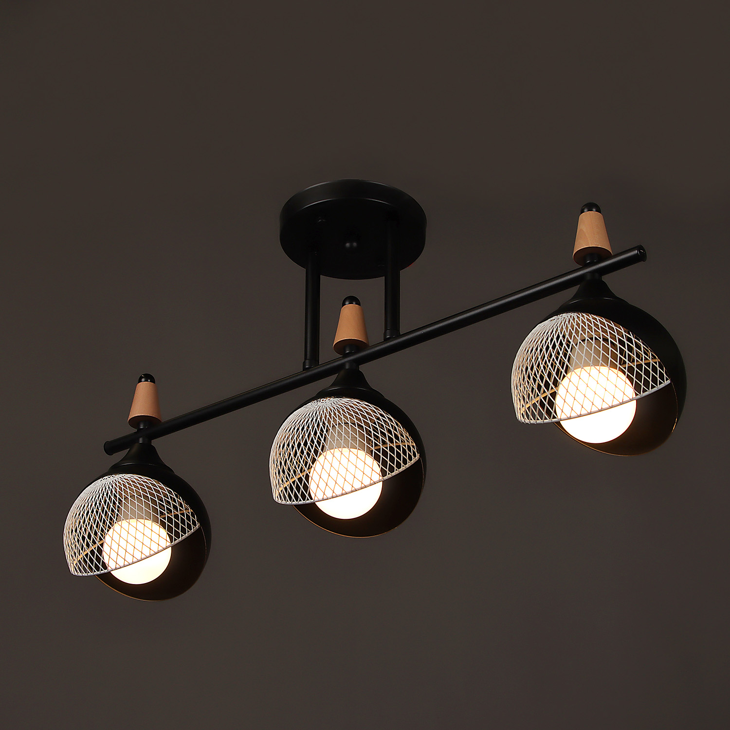 Люстра N6418/3 BK+WOOD 3*40W E27 220V (l-560; w-120; h-270) VERNER LIGHTING *1