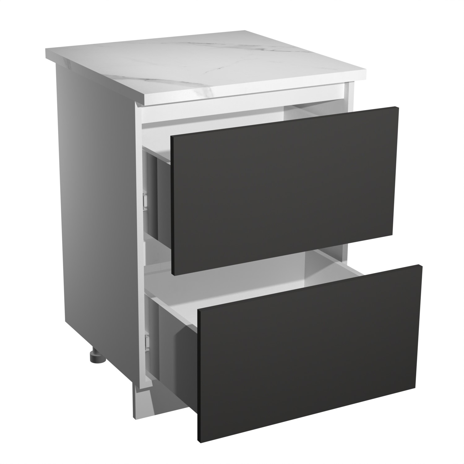 Шкаф напольный 600х850х600 мм BROZEX-WOOD Серый лед, с двумя ящиками, серый / графит