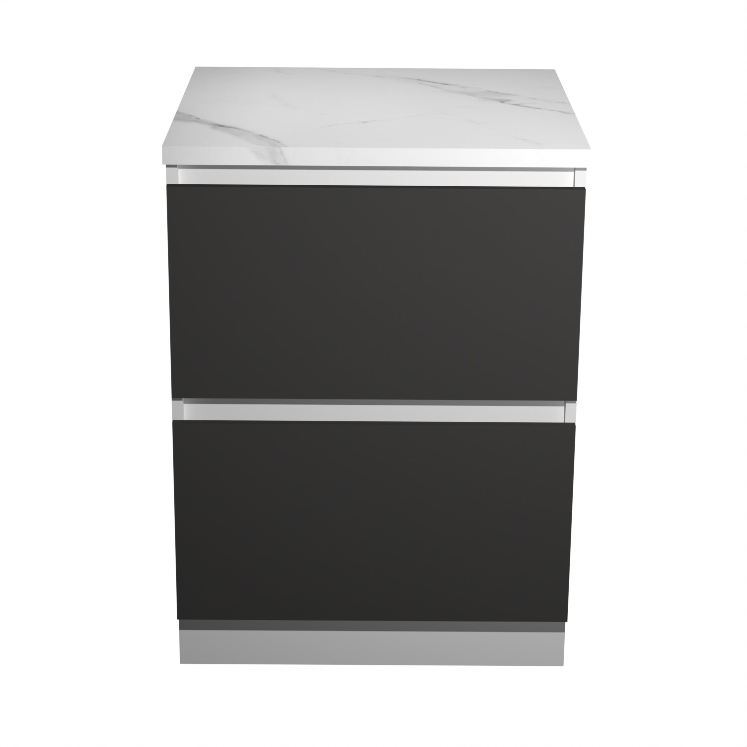 Шкаф напольный 600х850х600 мм BROZEX-WOOD Серый лед, с двумя ящиками, серый / графит