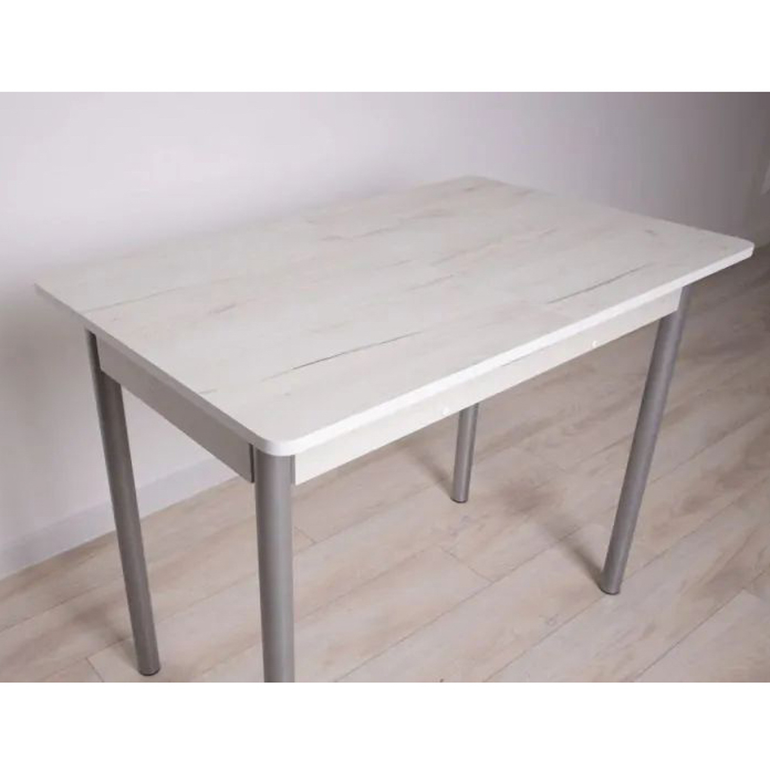 Стол раздв.ОРФЕЙ-ЭКОНОМ 940(+300)*585*h750мм ЛДСП дуб крафт белый+ опоры МЕТАЛЛ серый *1