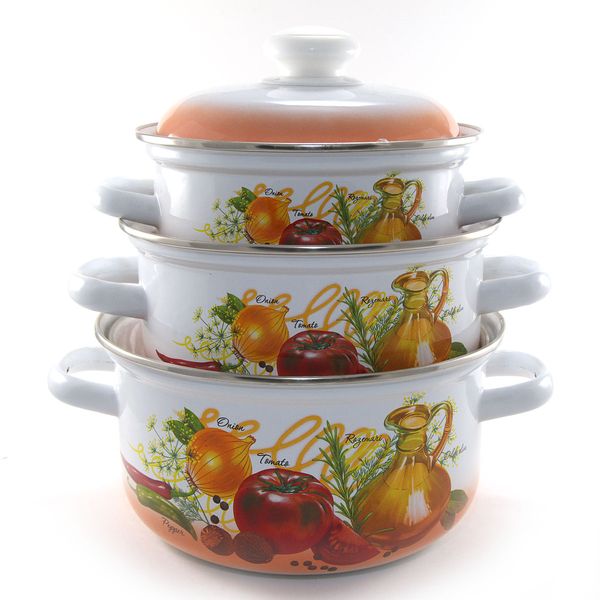 Набор кастрюль эмалированных С-124АП2/7 "Итальянская кухня" (кастр.1,5л+2,0л+3,0л) *1