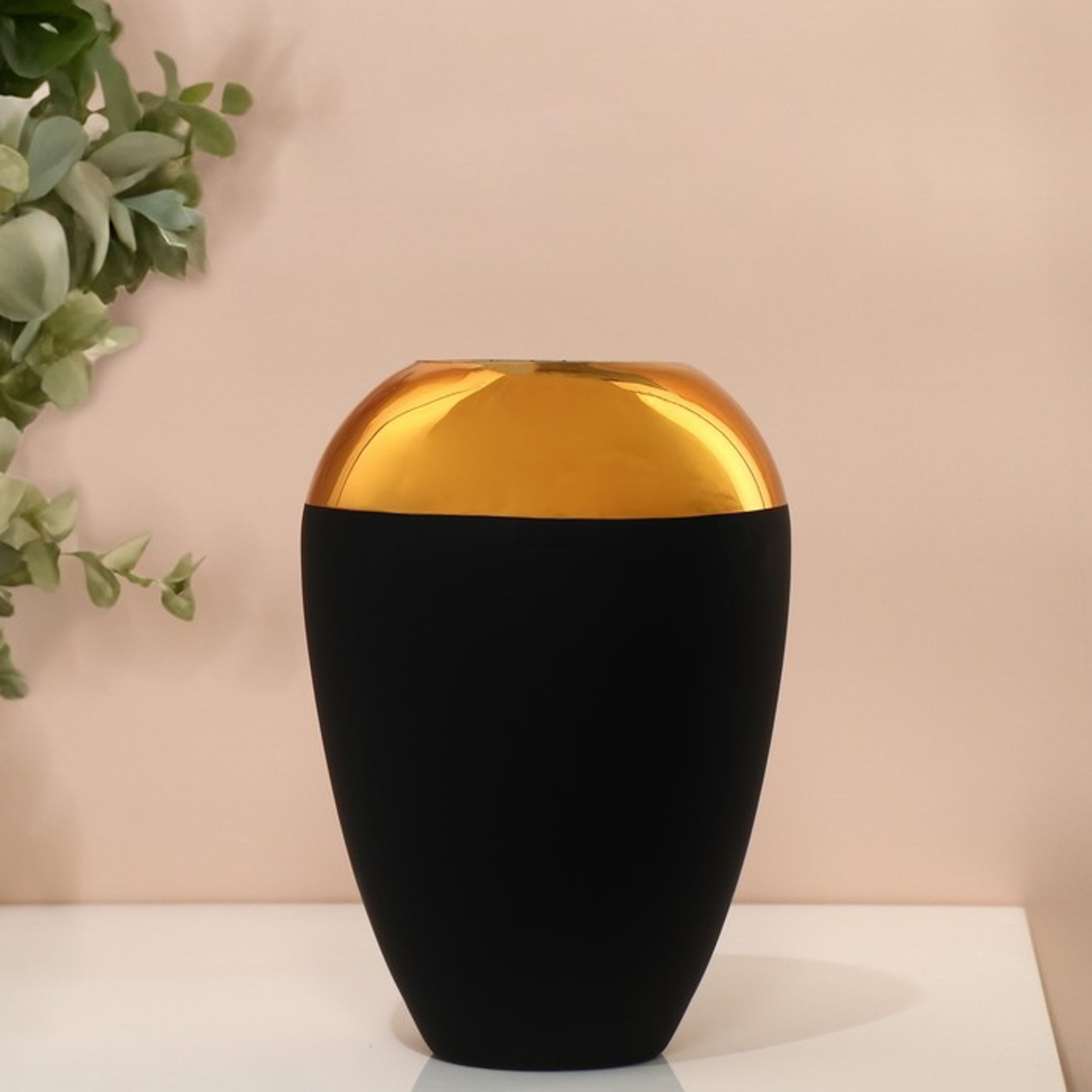 Ваза «Богемия Голд» из черного стекла, 22 х 20 х 20 см