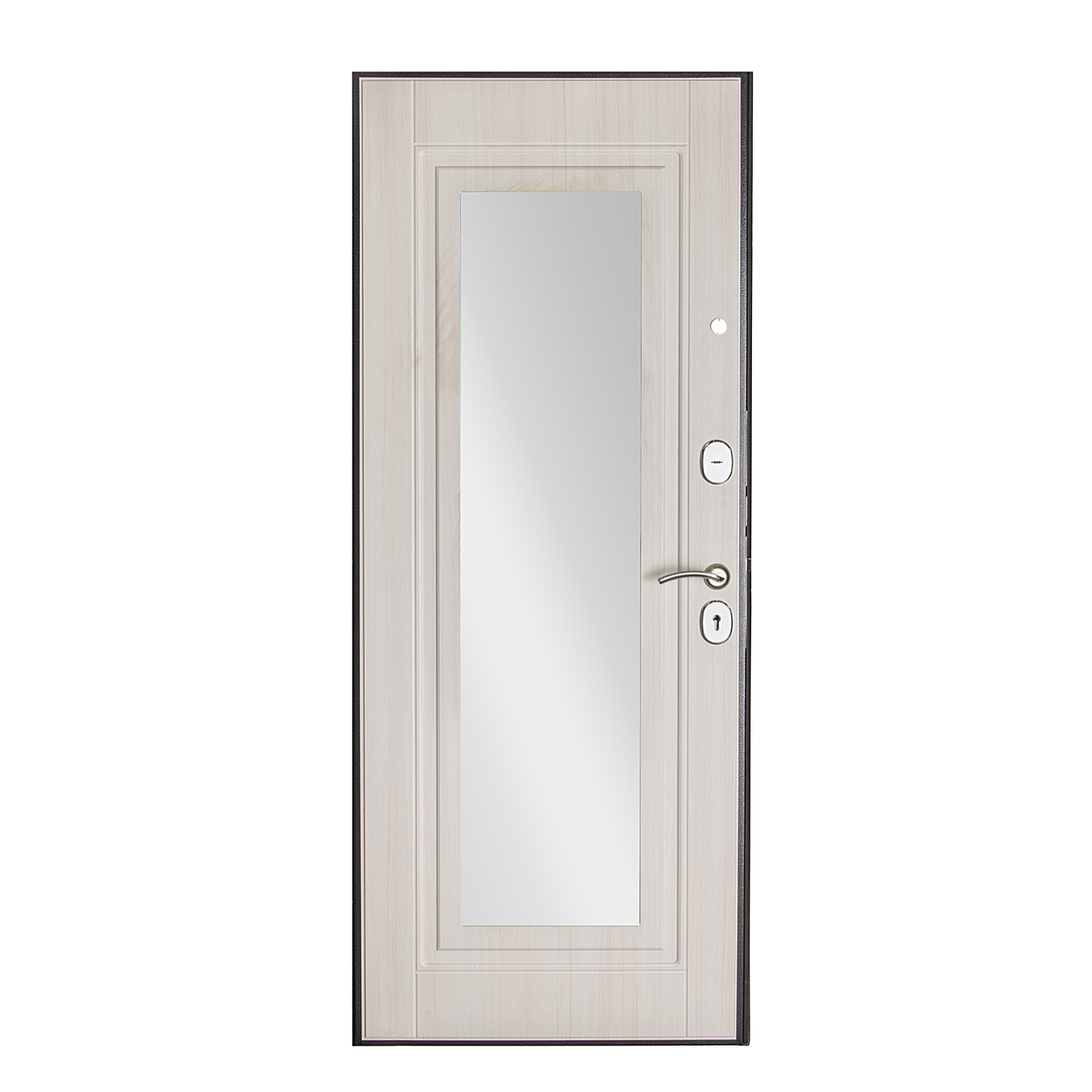 Дверь входная Дверной континент, 860х2050х70 мм, с зеркалом, правая, серебристый антик/сандал светлый