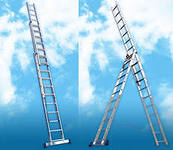 яяяЛестница-стремянка алюм. универс.складная 3-секц. х10ст. общ.дл.6,46м 5310 "Алюмет"*1