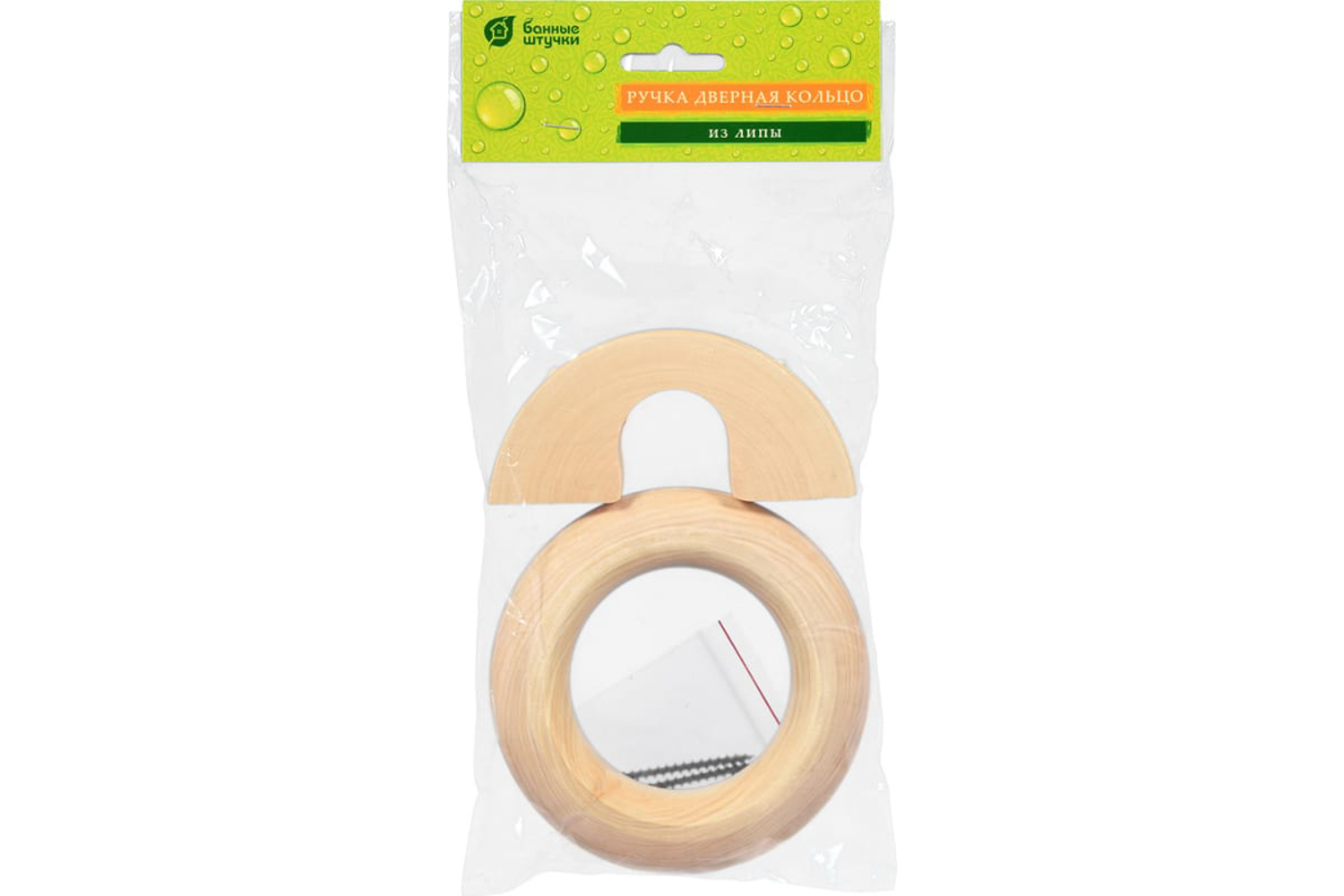Ручка дверная кольцо, липа, 115мм "Банные штучки" /20