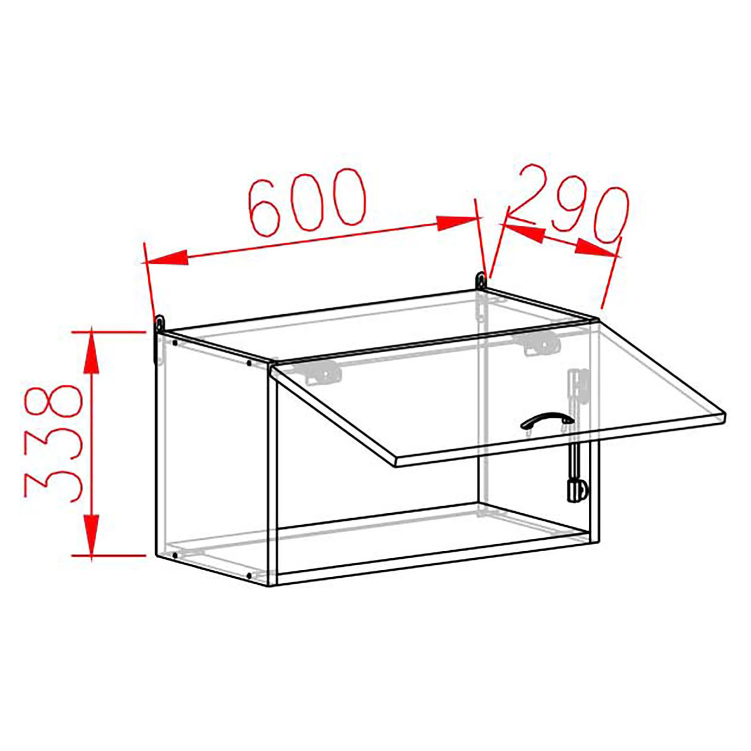 Шкаф навесной 600х338х290 мм BROZEX-WOOD Melissa, для вытяжки, с дверцей, белый