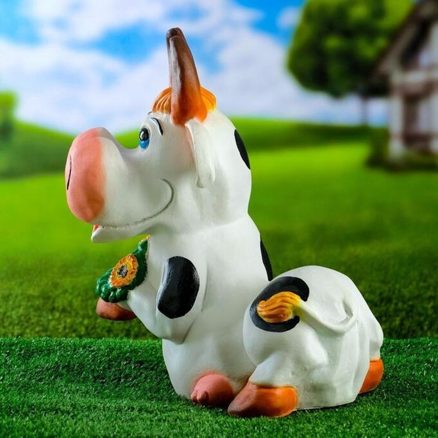 Садовая фигура "Корова с цветами" 30х34см 4855592