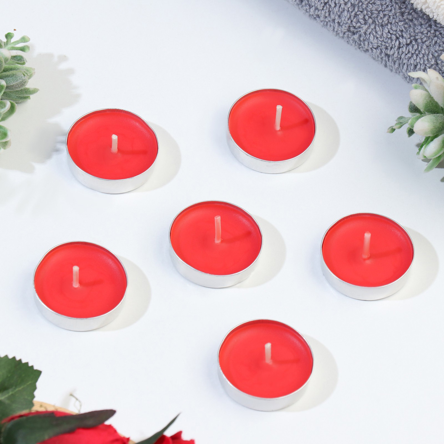 Набор свечей чайных ароматических, 6 шт, клубника 9814701