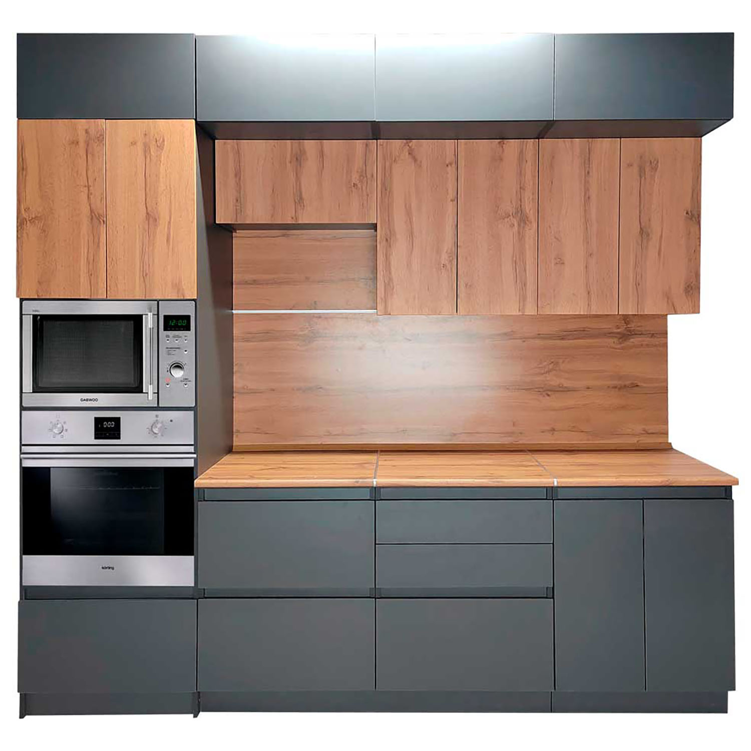 Шкаф навесной 450х676х290 мм BROZEX-WOOD Next, с дверцей, графит / дуб вотан