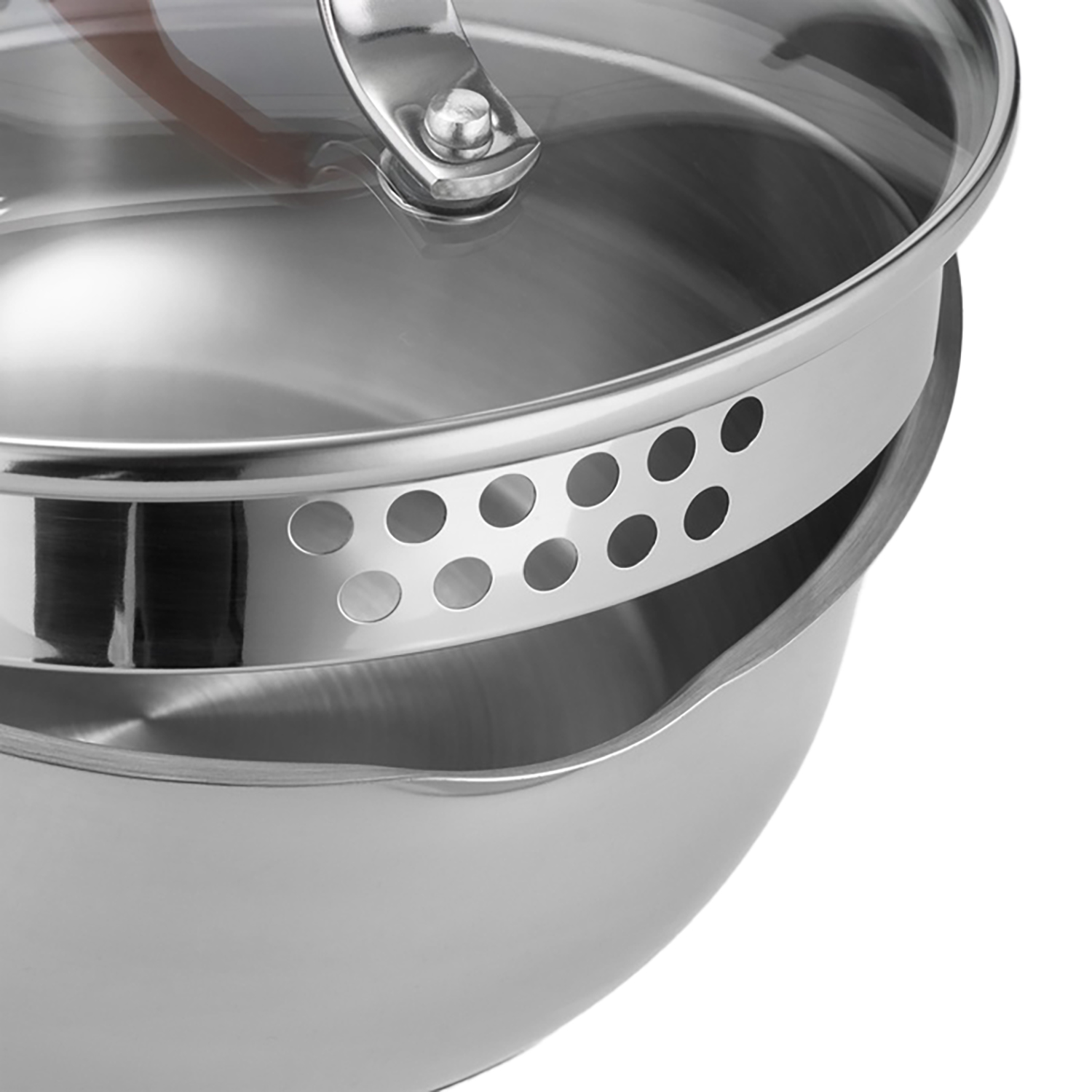 Кастрюля нерж. "Катунь" "Аврора" 1,5л d16см термораспред. дно, Стекл.кр., силик.руч. КТ07-К *1/4