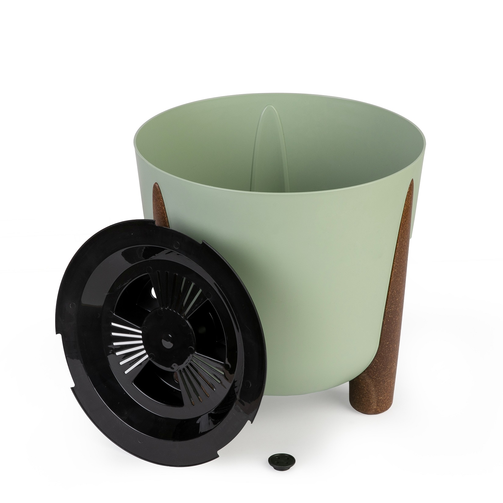 Кашпо пластм. "Жардин" 21л d верха 350мм h330мм с съем дрен.решеткой Оливковый М9144 *1/2