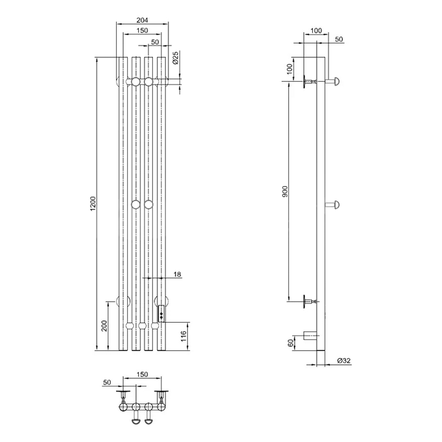 Полотенцесушитель электрический Пэк сп Вектор 120*15 черный ВГП Тругор *1