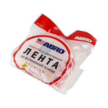 Лента клейкая двусторонняя на вспененной основе Сверхстойкая Белая 40мм х5м OP-40-R "ABRO" *1/1075