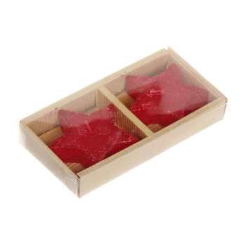 Набор новогодний свечей "Звездочки блестящие", 5.5 см, 2 шт., красный