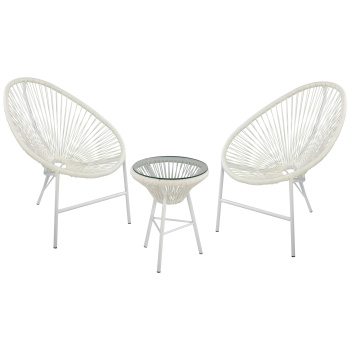 Набор дачной мебели "Акапулько" белый (стол (стекло) + 2 кресла (до 95кг) *1/4