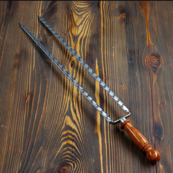 Шампур нерж. с Дерев. ручкой ДВОЙНОЙ дл.500мм, шир. полотна 10мм, толщ.3мм *5