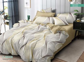 Постельное белье евро поплин на резинке Орхидея F-68008, наволочки 70*70 - 2шт *1/4