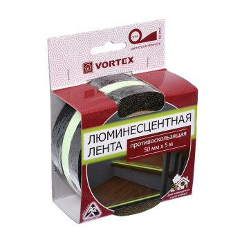 Лента противоскользящая 50 мм х 5 м VORTEX сигнальная, люминесцентная