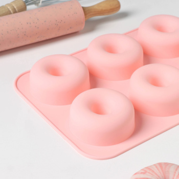 яяяФорма для выпечки 6 ячеек "Пончик" 26x18x4 см цвет МИКС 4449546