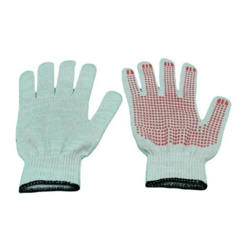 Перчатки ХБ с ПВХ точ 10кл (4 нити) 39гр белые с логотипом МЕГАСТРОЙ  *10/250