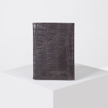 Обложка д/автодокументов,  9,7*1,0*13,7 с вкладышами ПВХ, иск.кожа под крокодила, коричневый 4895901