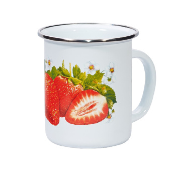 Кружка эмалированная 0,5л d80мм обод.нерж., с деколью С-0104А/4  *1/10