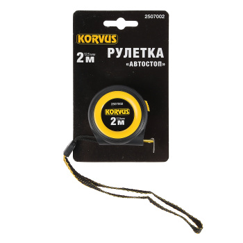 Рулетка 2м х16мм пластик. корпус стальная лента автостоп арт.2507002 KORVUS *1/12/240 Рулетка 2м х16мм пластик. корпус стальная лента автостоп арт.2507002 KORVUS *1/12/240