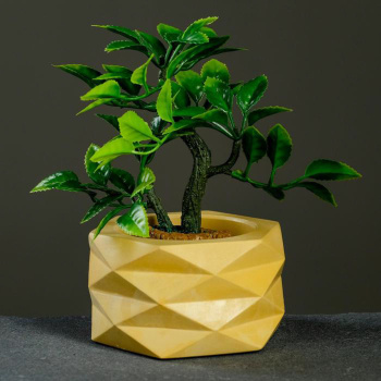 Кашпо гипсовое "Ромбы" 0,15л  d верха 10мм h55мм Желтый  ("VipSet") *10