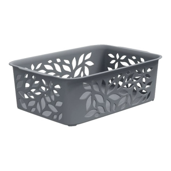 Корзина для хранения пластм. "Leaves" 184х127х62мм 1,2л Серый арт.44601 ("Полимербыт") *1/14