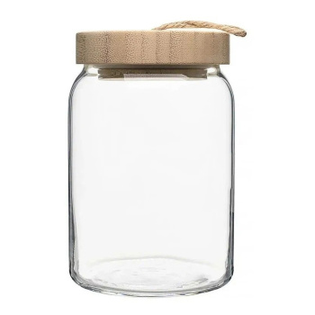 Банка для продуктов стекло "Вуди" 0,86л дерев.крышка 43583 "Pasabahce" *1/6