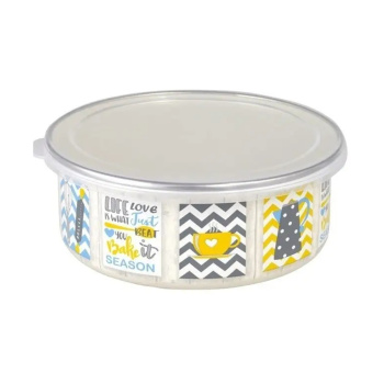 Миска стальн. эмалир. с п/э плотной крышкой "Кантри" 1,3л d16см 3109 ("МЕТРОТ" Сербия) *1/4