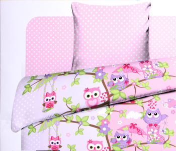 Постельное белье детское 1,5сп бязь Тинейджер Василиса 7162/1 Совята, наволочка 70*70 - 1шт *1/7 *