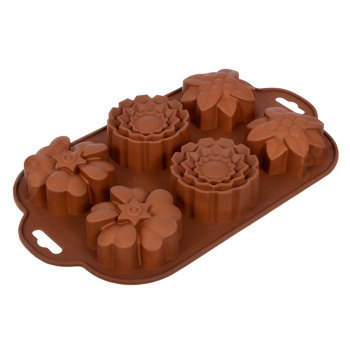 Форма д/выпечки силиконовая "Цветочки" 29*17 6 ячеек Marmiton (17203) *1/20