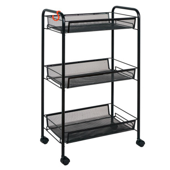 Этажерка металл. 3-х ур.-3 корз., колёса 73,5х44х25см,полим.покр."Ладья2К" Черная Э 322 Ч ("ЗМИ") *1