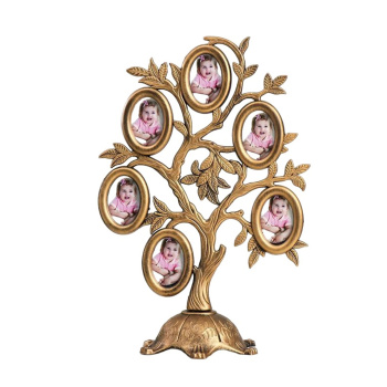 Фоторамка пластик на 6 фото 4,5х3 см "Дерево с плодами" тёмное золото 26,5х19,5х11 см 3930137