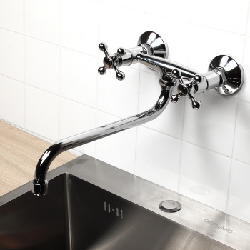 Смеситель для кухни Milardo Duplex DUPSB00M09, длинный излив, двухвентильный, пристенный