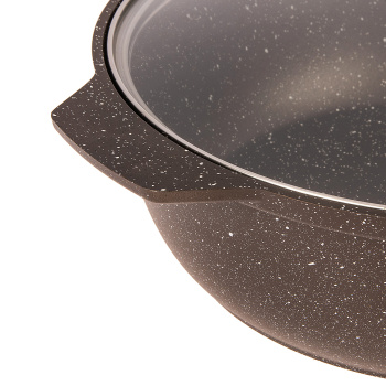 Кастрюля алюм. литая а/приг. Kukmara "Мраморная" кофейн "жаровня" 3,0л Стекл.кр. жмк32а (Кукмор)*1/5