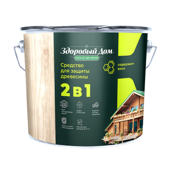 Защитно-декоративное покрытие 0.8 л для древесины Здоровый Дом 2 в 1, сосна