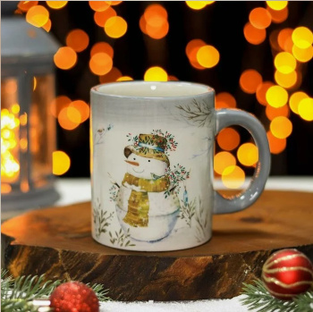 Кружка "Новый год" керам. 320мл "Рождественский снеговик" Подар.коробка 6249608 "Доляна" *1/48