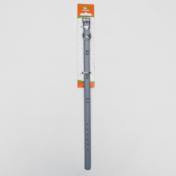 Ошейник со светоотражающий полоскрй и косточками 37х1,3 см синий 1041440