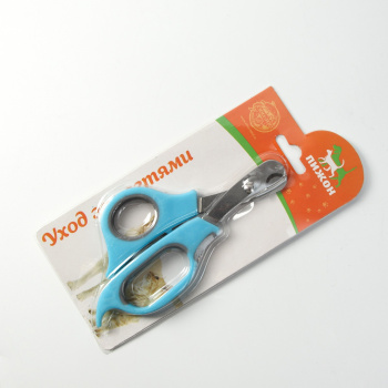 Ножницы-когтерезы средние с упором для пальца, голубые с серым 6960820