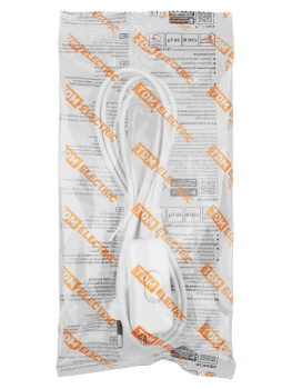 Шнур с выкл. и вилкой ШВВП 2х0,5мм2 1,8м бел. TDM SQ1305-1002 *1/180