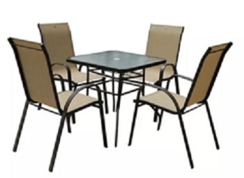 Набор дачной мебели "Кингстон" (стол квадратный (стекло) + 4 кресла (до 95кг) *1/4
