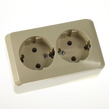 Розетка "Этюд" ОП 2-мест. кремовая евро с з/к РА16-007 *10/16