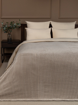 Плед 200*220см фланель жаккард кубики бежевый FF FNJq BE13 005/2022 NC Absolute *1