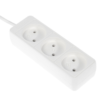 Удлинитель Союз 481S-0303, 3 розетки, 3 м, б/з, 6А, 1300 Вт, 2х0.75 мм², ШВВП, белый