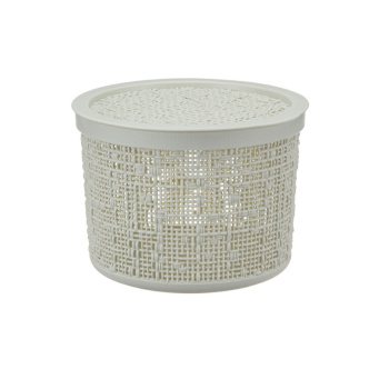 яяяКоробка д/хранения пластм. "Бязь" кр. d175мм,в.125мм (2.0л) Бел.ротанг М2328 ("М-Пл-ка") *1/14