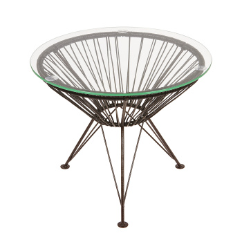 Набор дачной мебели "Ракушка" стол (стекло) 50 см + 2 кресла (до 120 кг), полиротанг коричневый *1